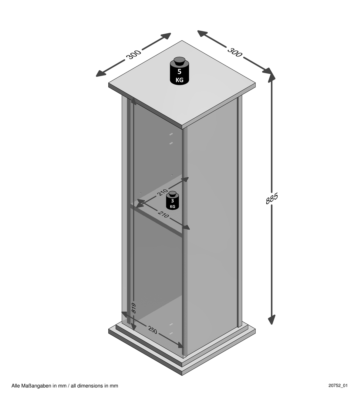 Calicosy Colonne de Rangement 1 Porte H88,5 cm - Essex  