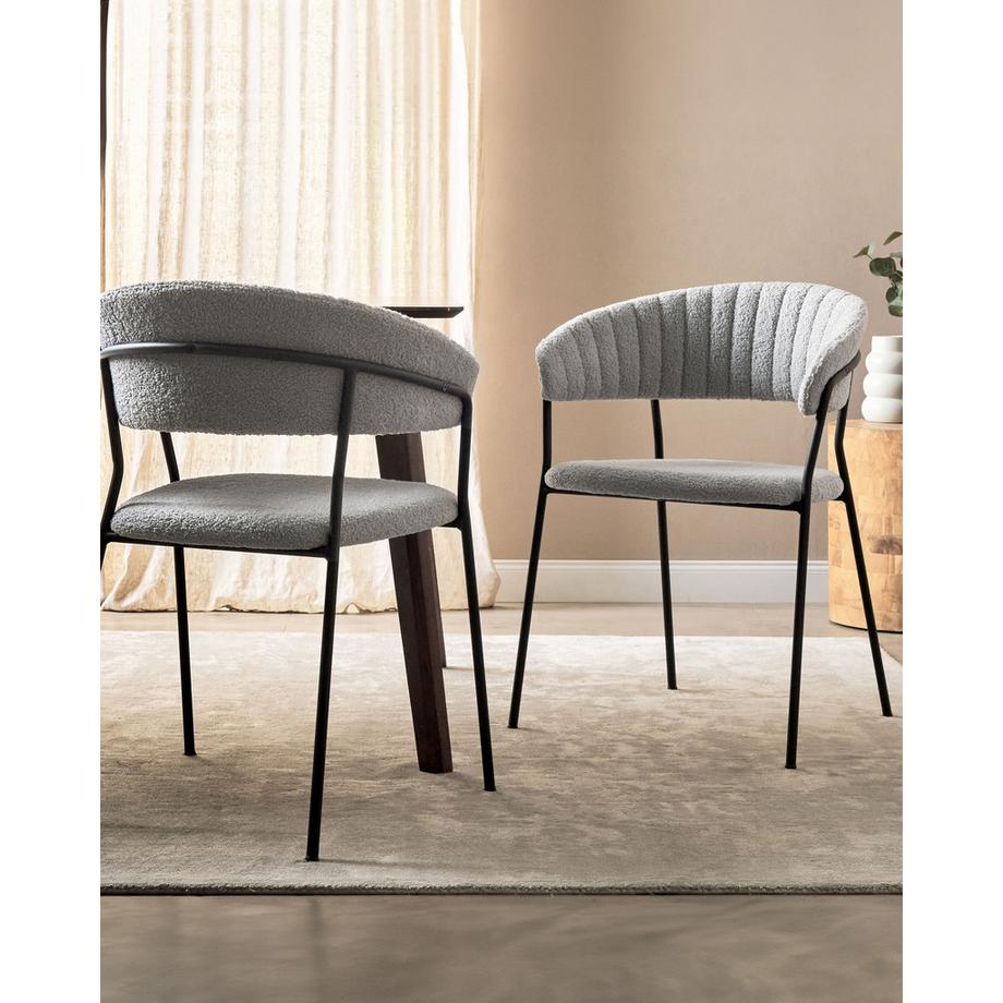 Beliani Set di 2 sedie da pranzo en Bouclé Moderno MARIPOSA  