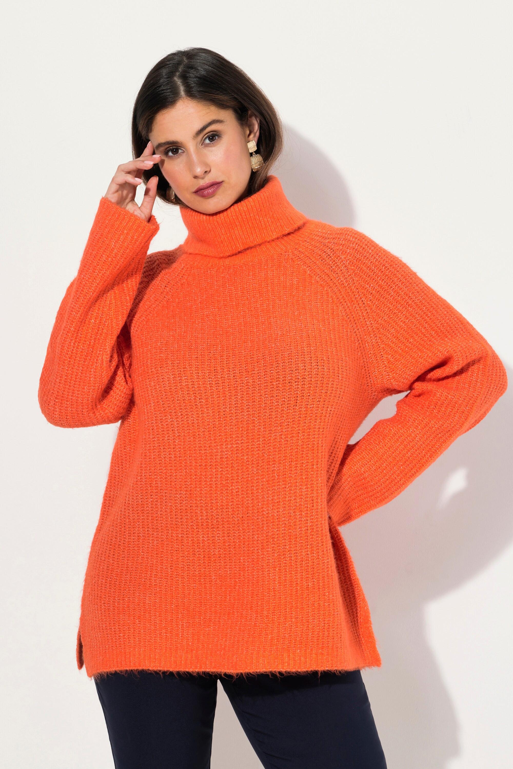 Ulla Popken  Pullover, Rippstrick, Rollkragen, Langarm, recycelt 