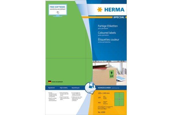 HERMA HERMA Etiketten SPECIAL 105x148mm 4399 grün,perm. 400 St./100 Bl.  