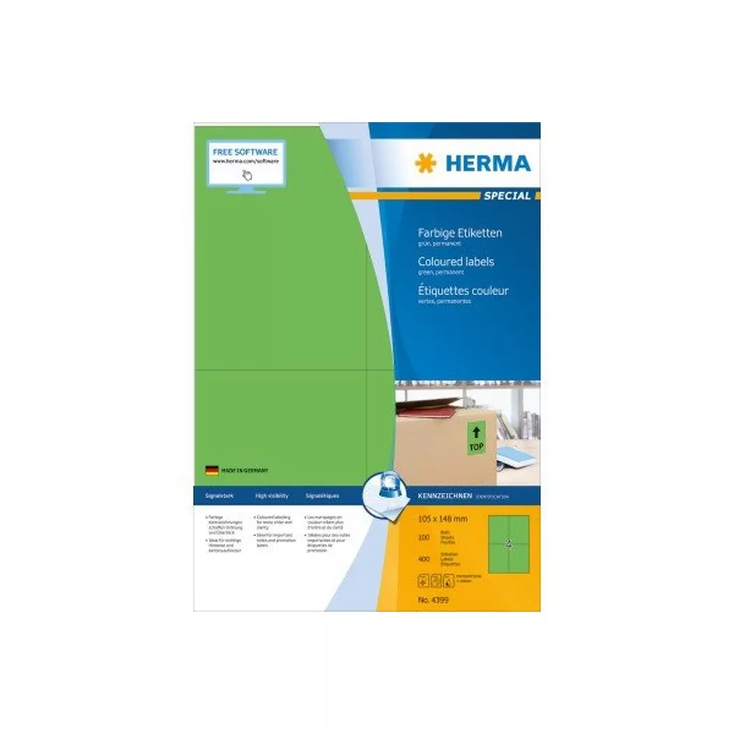 HERMA – Etiketten SPECIAL 105x148mm 4399 grün,perm. 400 St./100 Bl., One Size