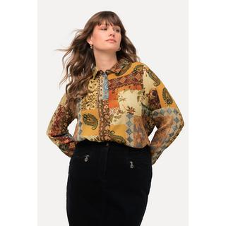 Ulla Popken  Camicia con stampa a effetto patchwork, collo da camicia e maniche lunghe 