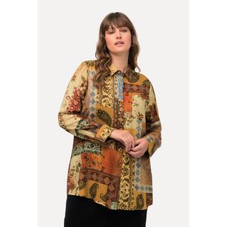 Ulla Popken  Camicia con stampa a effetto patchwork, collo da camicia e maniche lunghe 