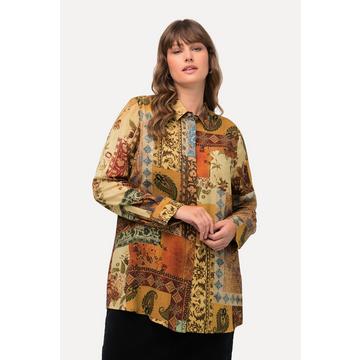 Camicia con stampa a effetto patchwork, collo da camicia e maniche lunghe