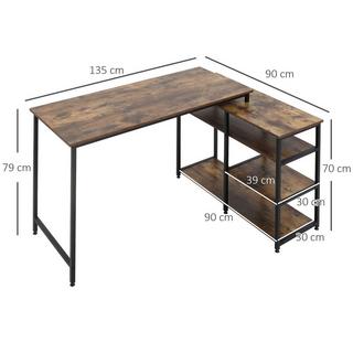 Northio Scrivania Ad Angolo, Tavolo Per Pc A Forma Di L Con Ripiano E Cassetto, Tavolo Da Ufficio, Truciolare In Metallo, Marrone Rustico, 135X90X79 Cm  