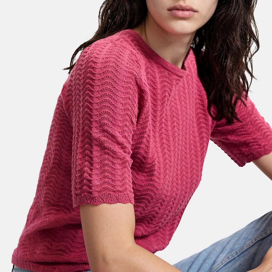 La Redoute Collections Pull col rond manches courtes  