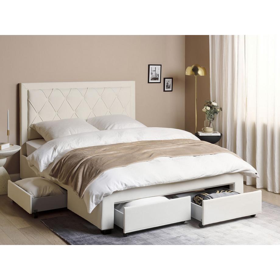 Beliani Lit avec tiroirs de rangement en Velours  LIEVIN  