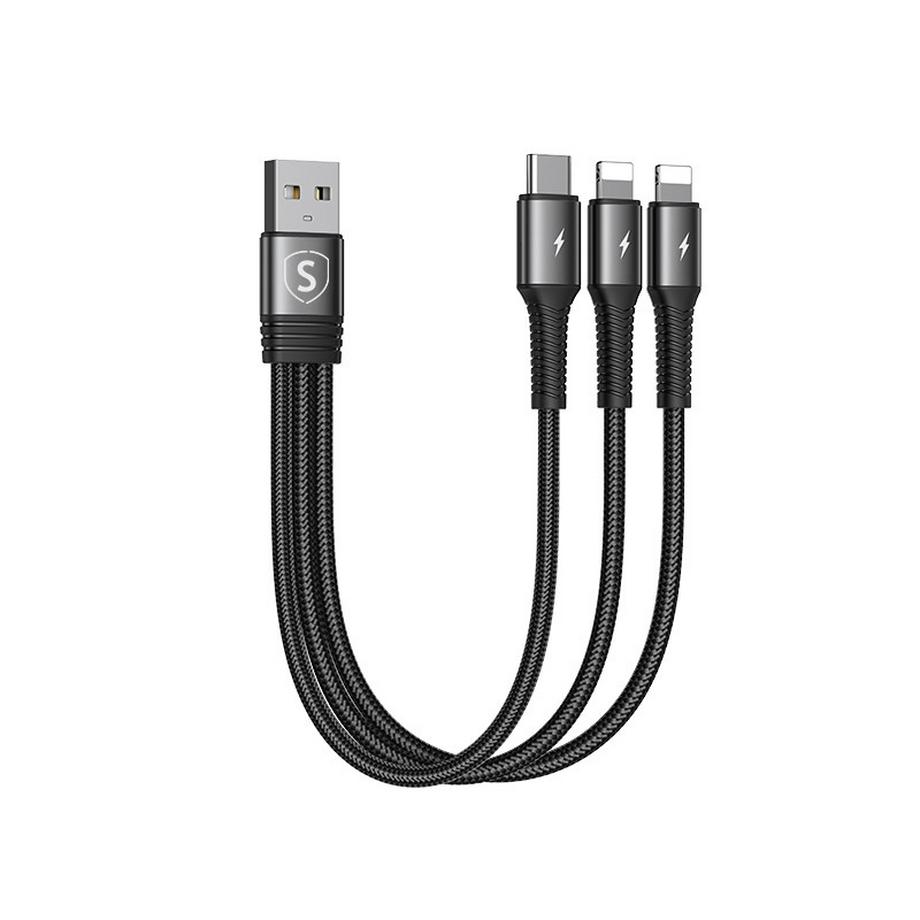 Câble Lightning 3-en-1 SiGN, USB-C, 0,15 m, 3,5 A, 20 W - Noir