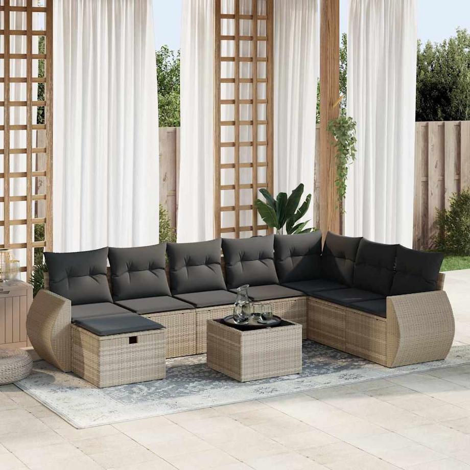 VidaXL set di divani da giardino Polirattan  