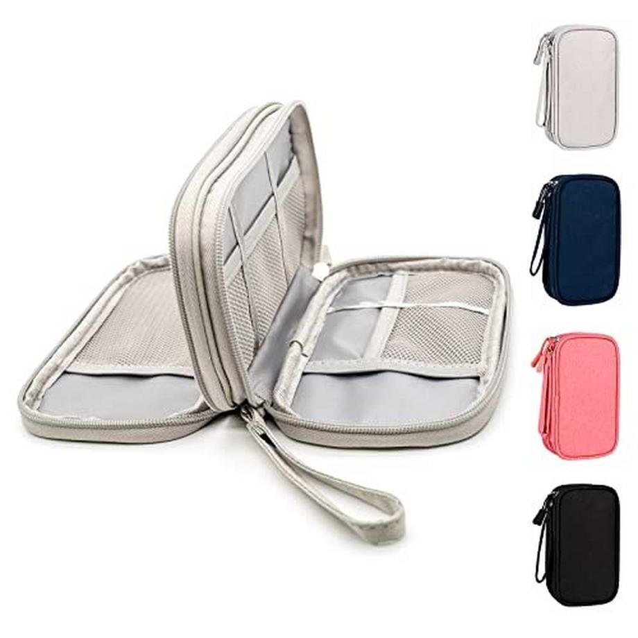 Only-bags.store  Kabelorganisationstasche Wasserdichte kleine Kabeltasche Doppellagige Tasche mit fester Platte Elektronische Tasche Elektrischer Organizer Kabeltasche Elektronisches Zubehör 