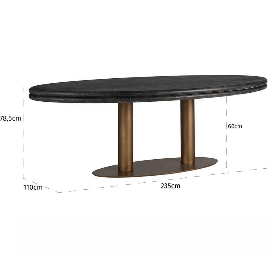 mutoni Esstisch Macaron gold gebürstet oval 235  