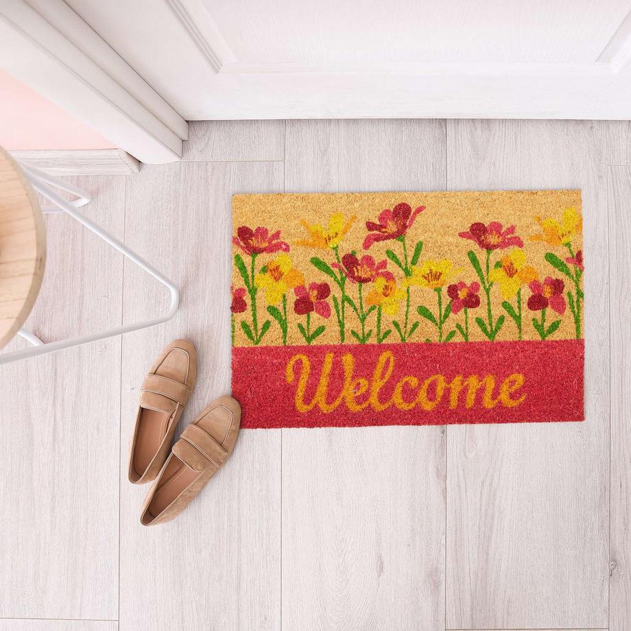 B2X Zerbino in fibra di cocco "Benvenuto" fiori  