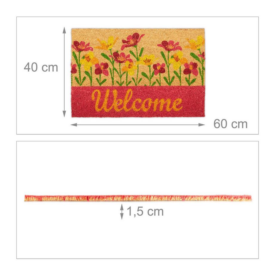 B2X Zerbino in fibra di cocco "Benvenuto" fiori  