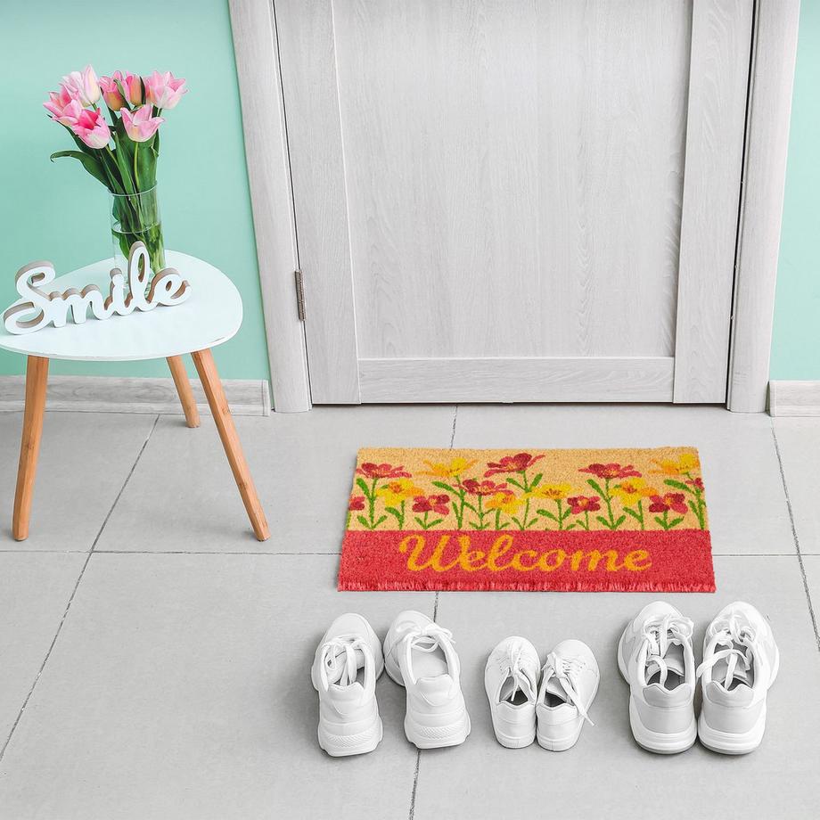 B2X Zerbino in fibra di cocco "Benvenuto" fiori  