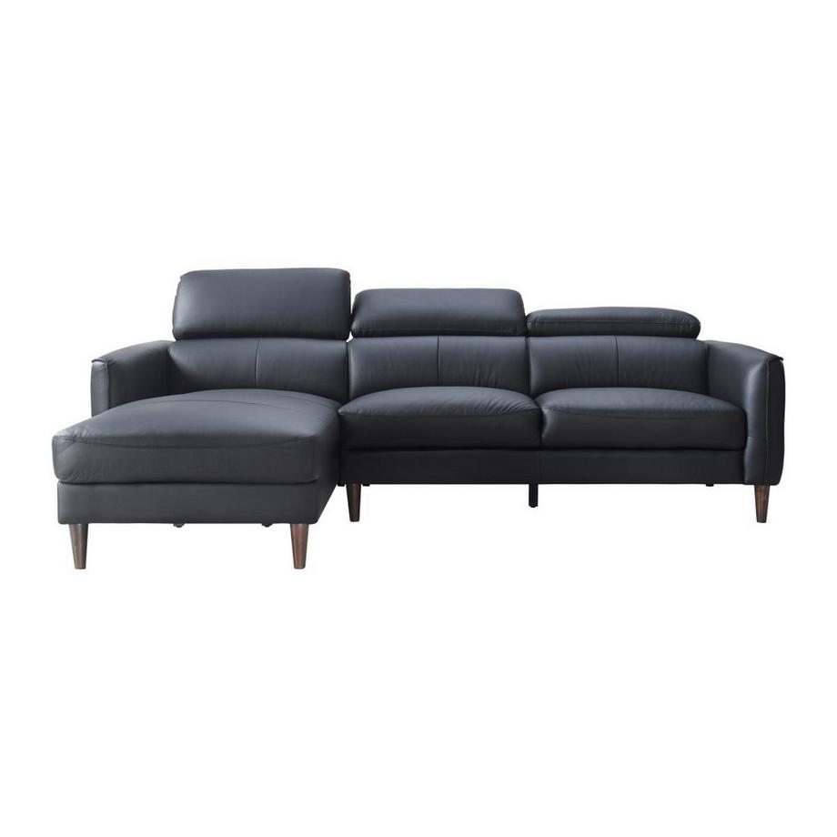 Vente-unique Ecksofa - Ecke links - Büffelleder - Schwarz - SALVI  