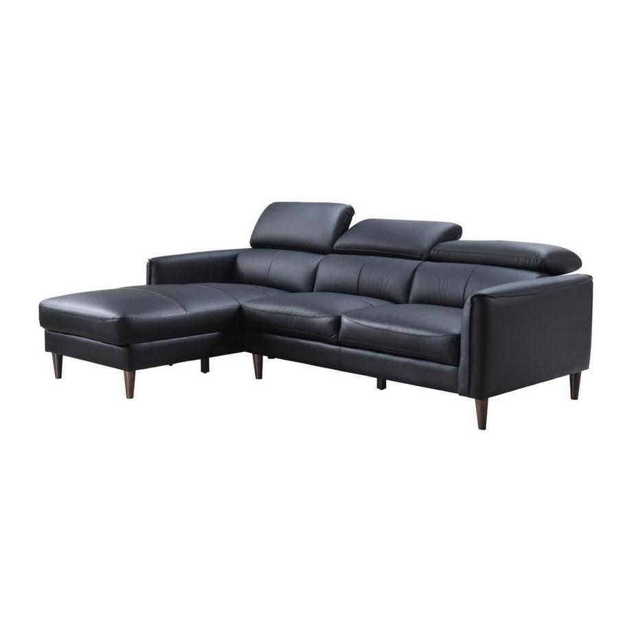 Vente-unique Ecksofa - Ecke links - Büffelleder - Schwarz - SALVI  