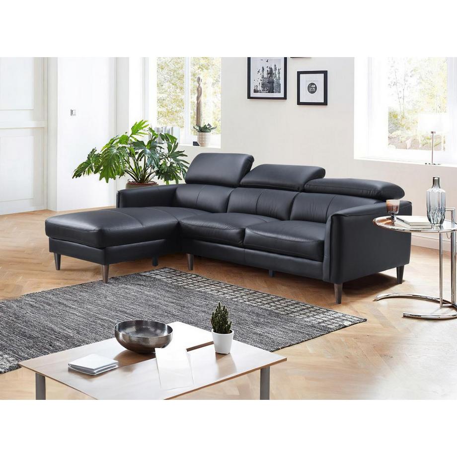 Vente-unique Ecksofa - Ecke links - Büffelleder - Schwarz - SALVI  