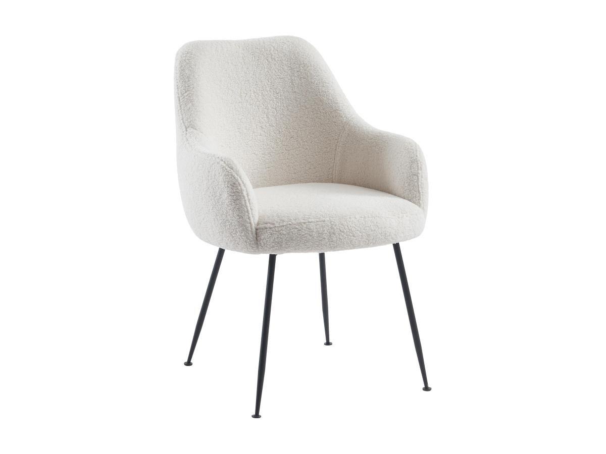 PASCAL MORABITO Lot de 2 chaises avec accoudoirs en tissu bouclette et métal - Blanc - TOYBA de Pascal Morabito  