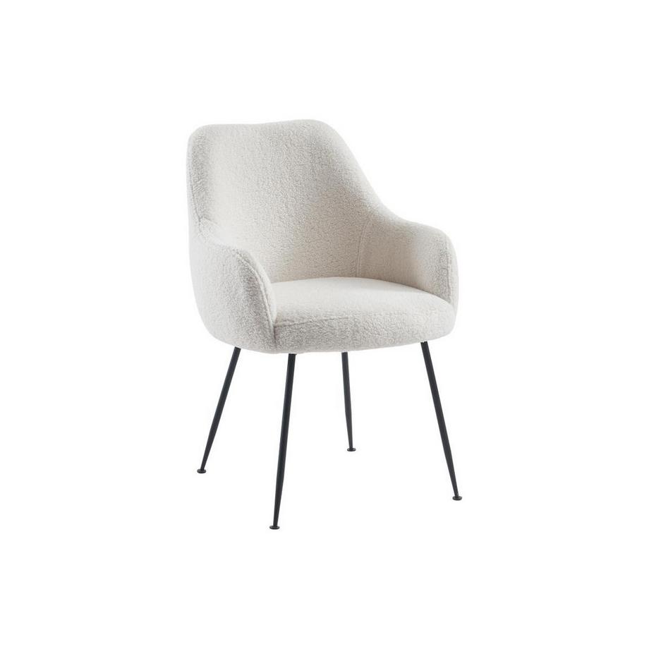 PASCAL MORABITO Lot de 2 chaises avec accoudoirs en tissu bouclette et métal - Blanc - TOYBA de Pascal Morabito  