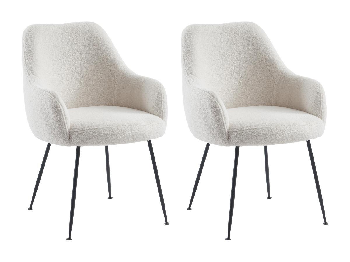 PASCAL MORABITO Lot de 2 chaises avec accoudoirs en tissu bouclette et métal - Blanc - TOYBA de Pascal Morabito  