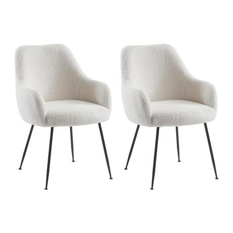 PASCAL MORABITO Lot de 2 chaises avec accoudoirs en tissu bouclette et métal - Blanc - TOYBA de Pascal Morabito  