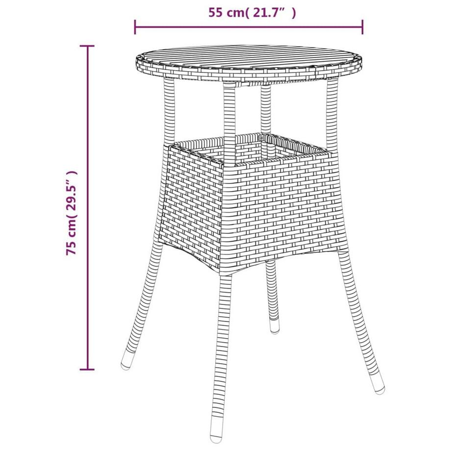 VidaXL Ensemble de bistrot de jardin rotin synthétique  