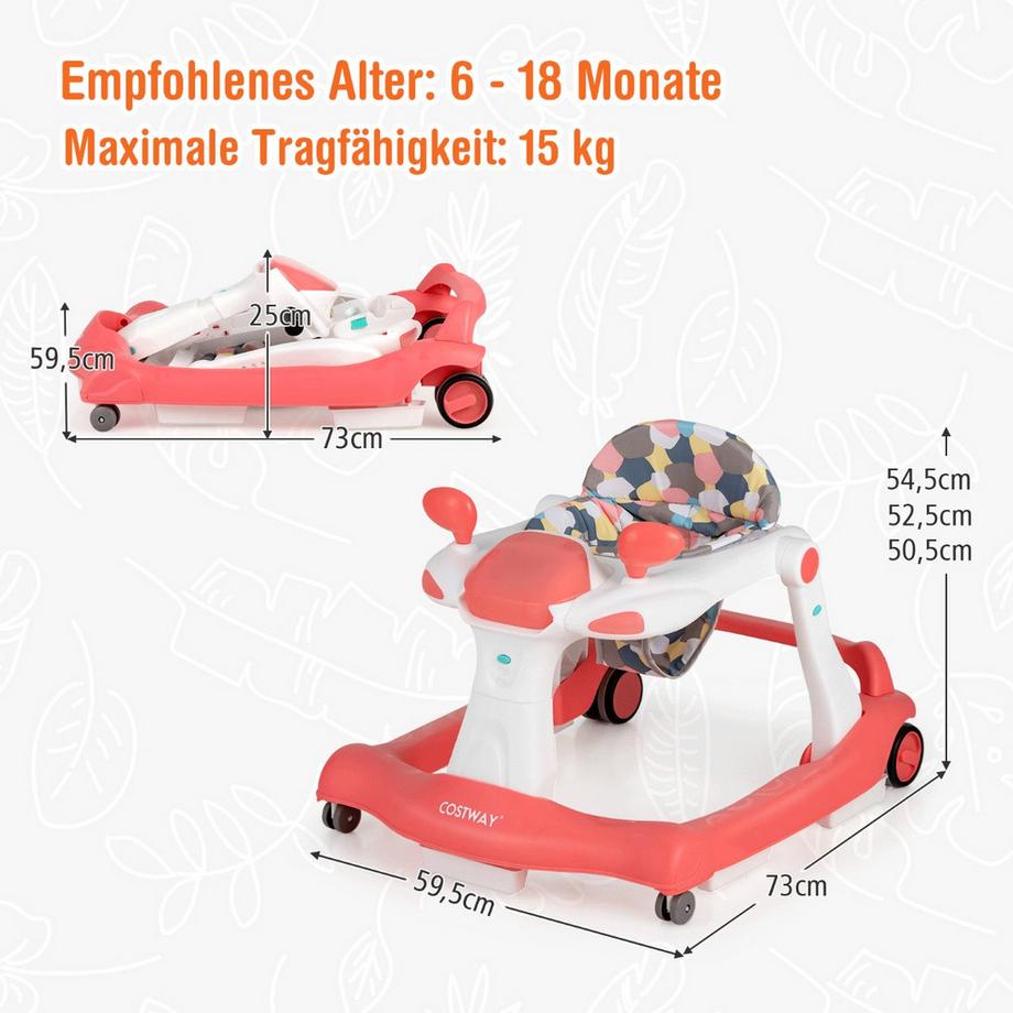 Northix  Trotteur pliable 2 en 1 orange 