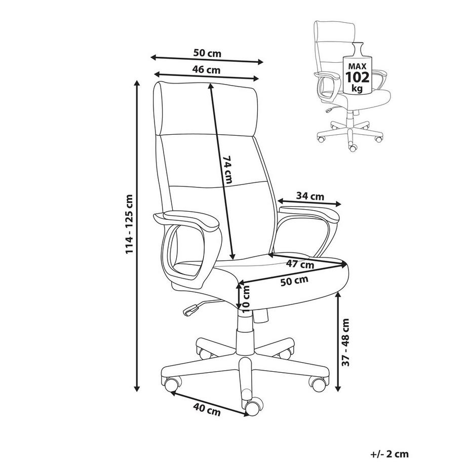 Beliani Fauteuil de bureau en Cuir PU  GURU  
