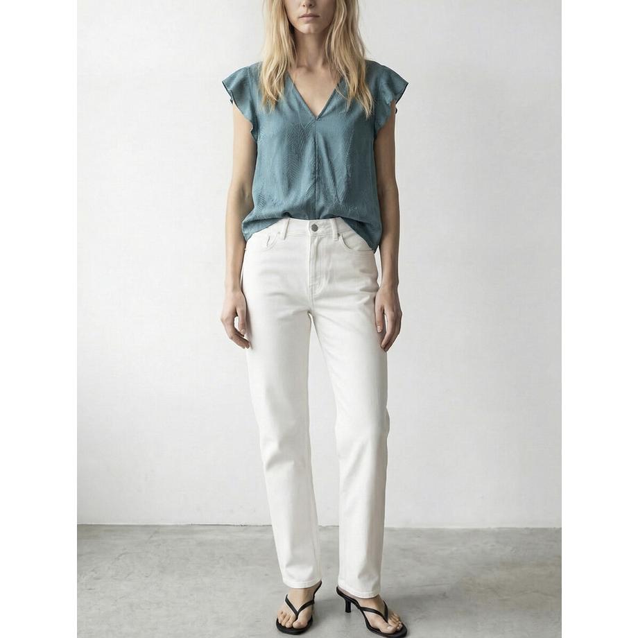 VILA Kurzarm Bluse mit V-Ausschnitt  
