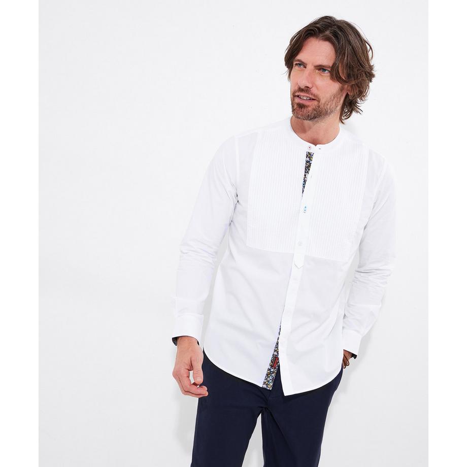 Chemise Manches Longues Col Grand-Père Nervuré