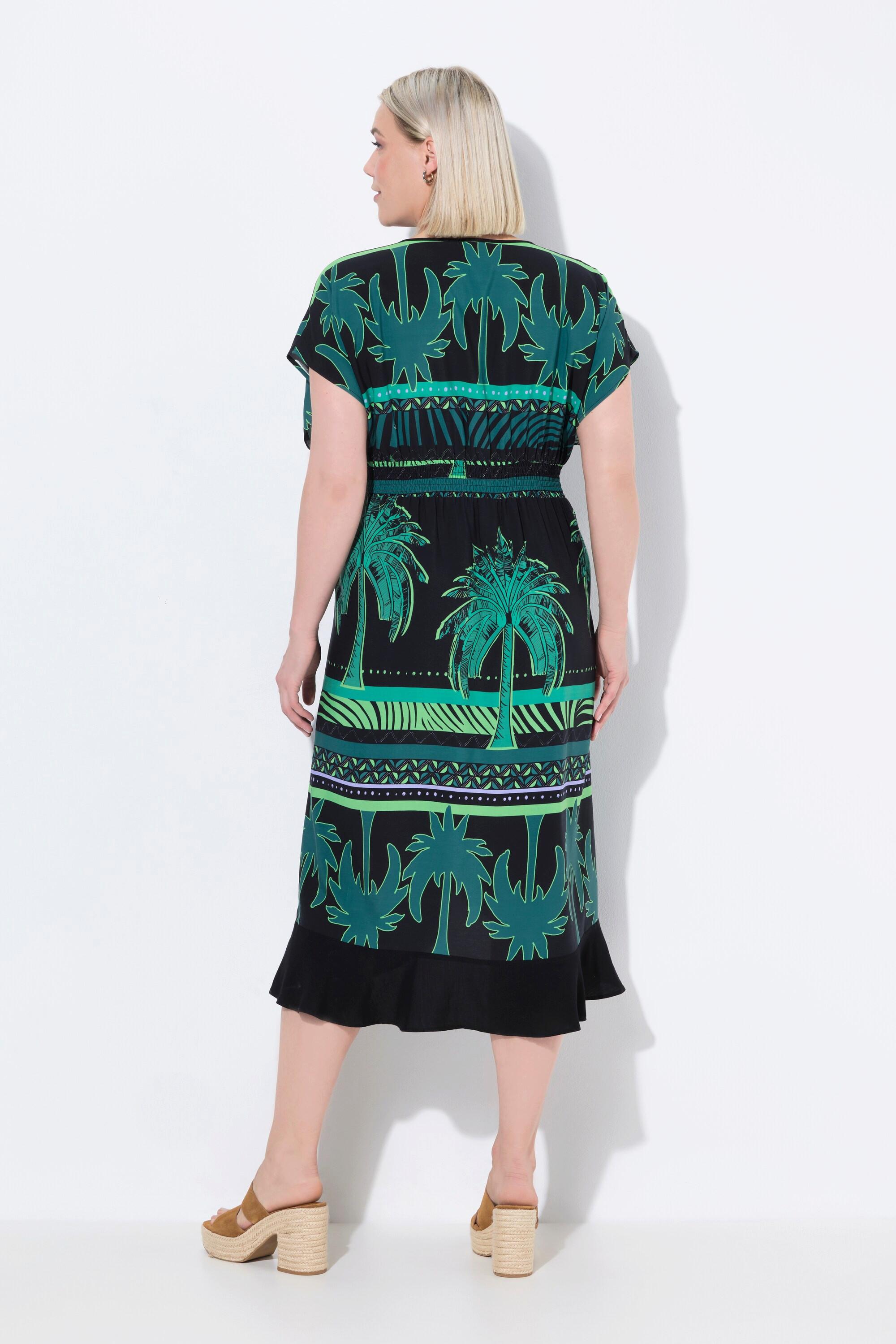 Ulla Popken Kaftan Dschungelmuster Rundhals Halbarm  