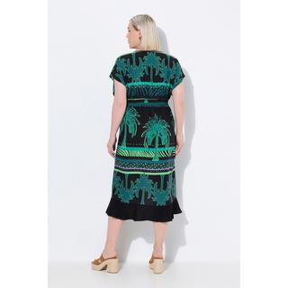 Ulla Popken Kaftan Dschungelmuster Rundhals Halbarm  