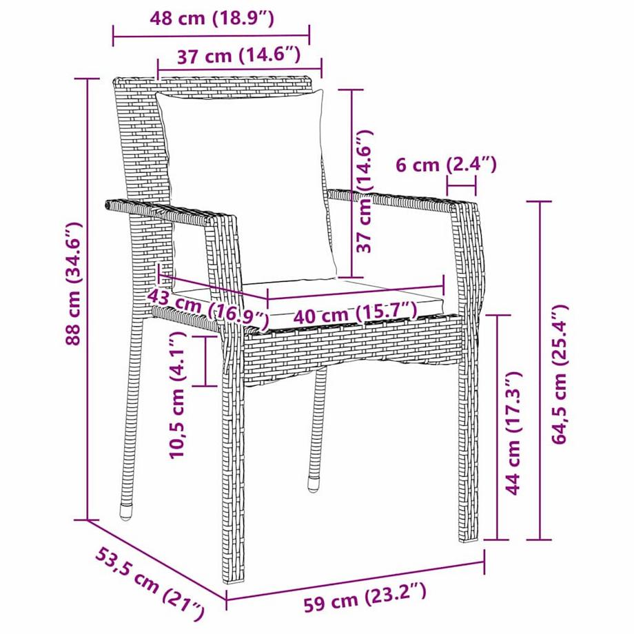 VidaXL Ensemble de salle à manger pour jardin poly rattan  