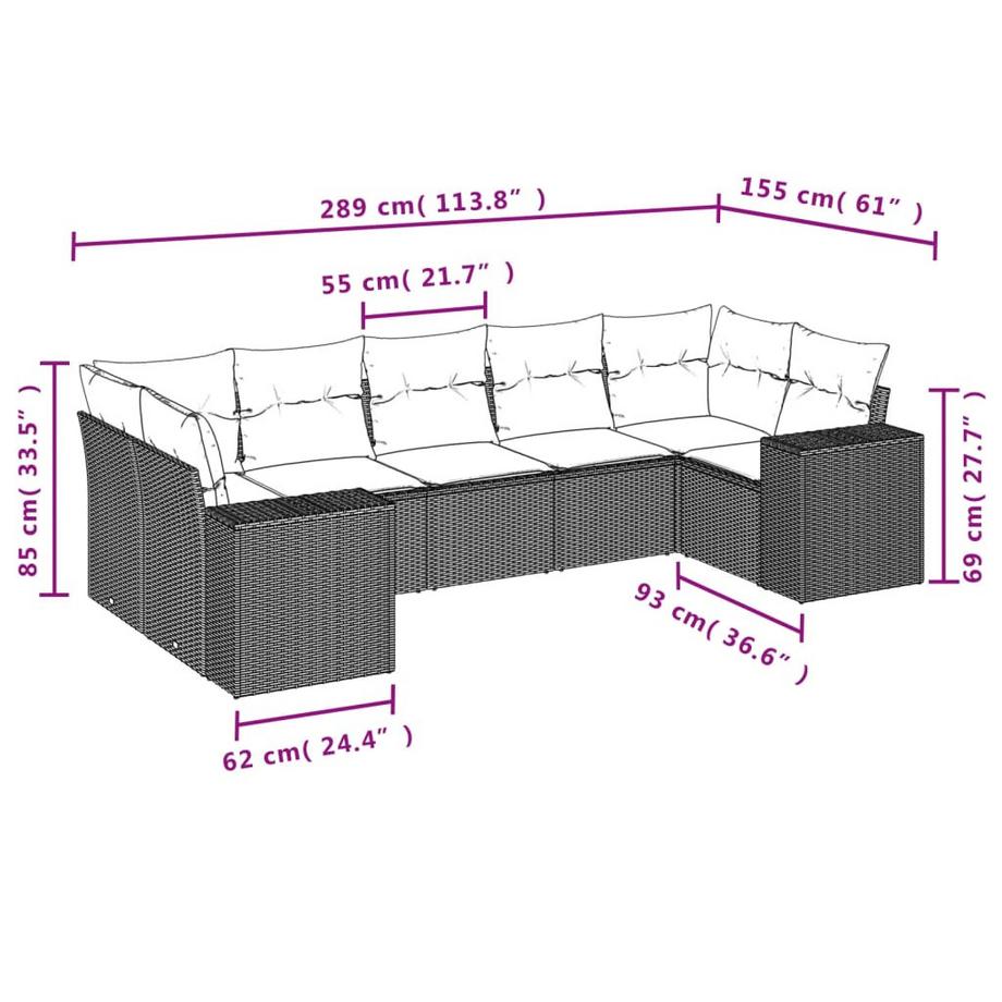 VidaXL Ensemble de canapés de jardin rotin synthétique  
