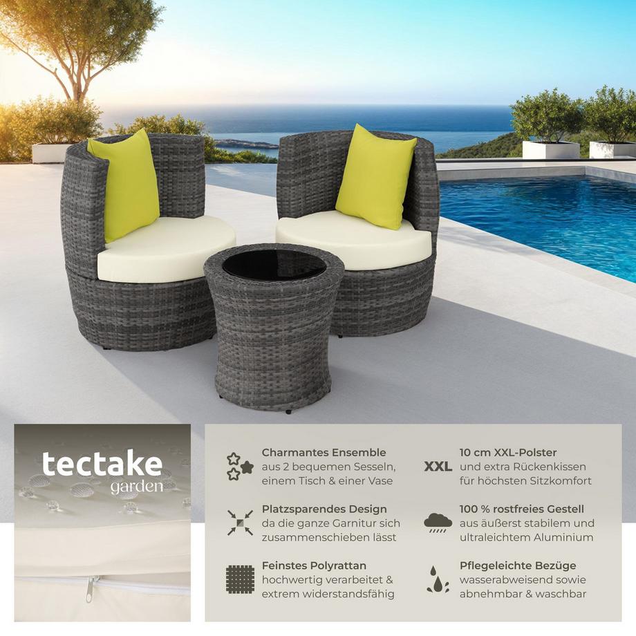 Tectake Salon de jardin NICE avec cadre en aluminium  