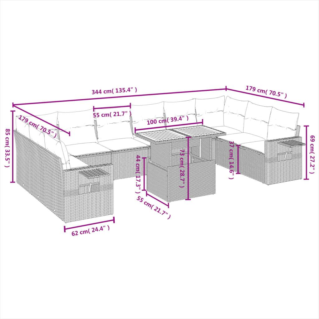 VidaXL Ensemble de canapés de jardin rotin synthétique  