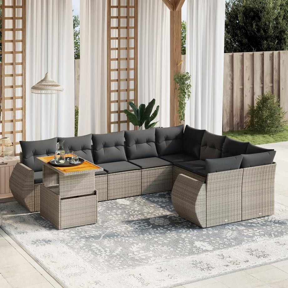 VidaXL Ensemble de canapés de jardin rotin synthétique  