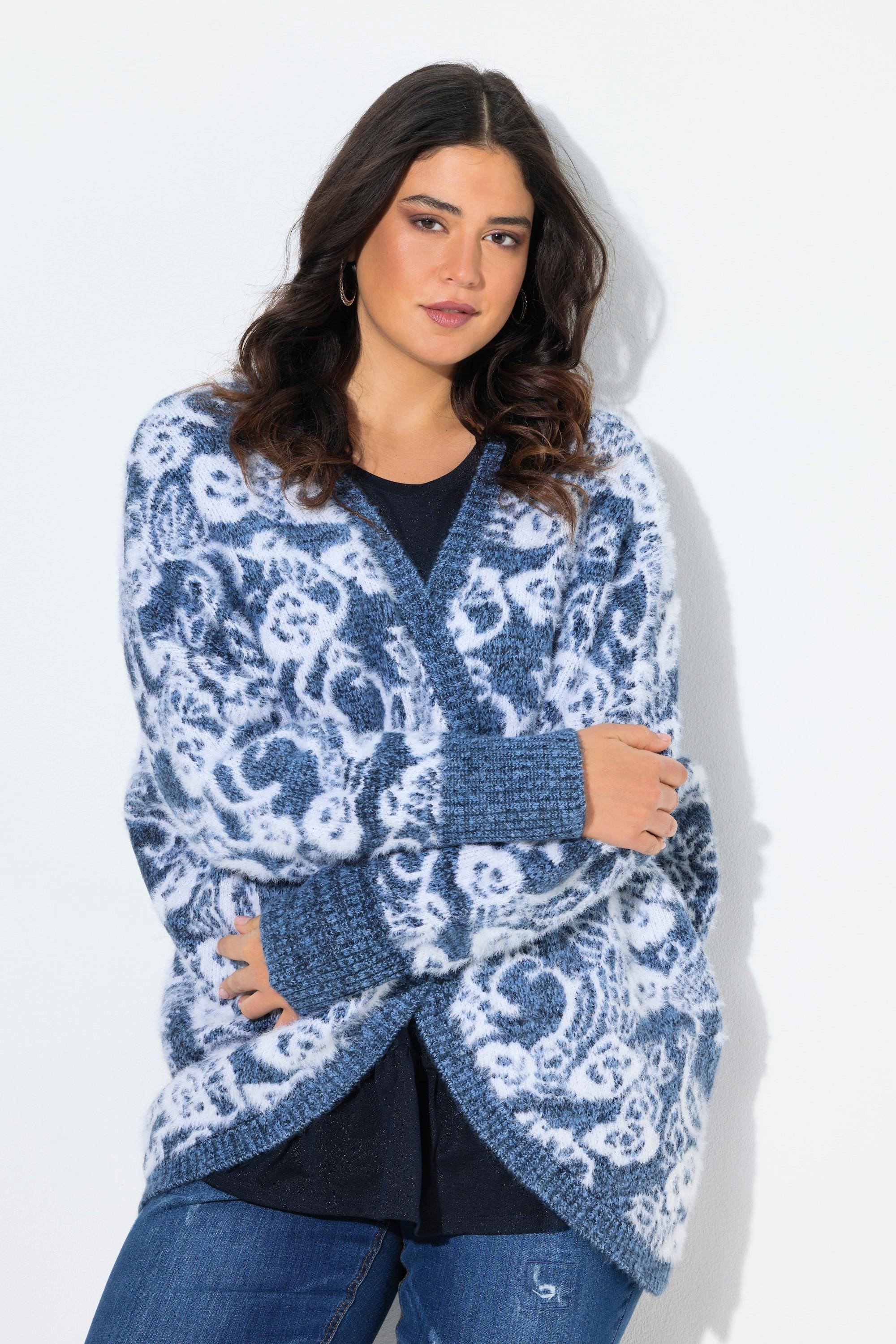 Ulla Popken Cardigan Egg-Shape Manches Longues Chauve-Souris  