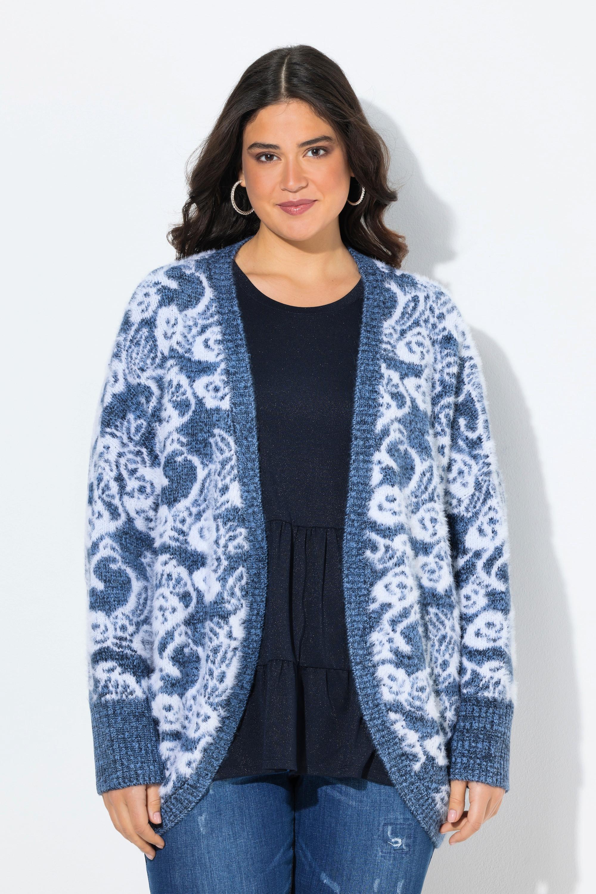 Ulla Popken Cardigan Egg-Shape Manches Longues Chauve-Souris  