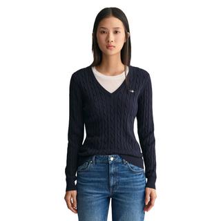 GANT Pull col V en coton stretch à torsades  