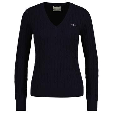 Pull en tricot -STRETCH COTTON CABLE V-NECK