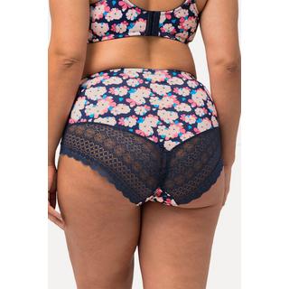 Ulla Popken  Slip midi in microfibra con design floreale e pizzo 