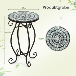 Northio Table d'appoint ronde en mosaïque en métal et céramique ∅30 x 50 cm pour balcon, terrasse, jardin  