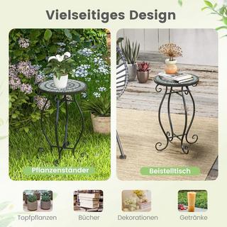 Northio Table d'appoint ronde en mosaïque en métal et céramique ∅30 x 50 cm pour balcon, terrasse, jardin  