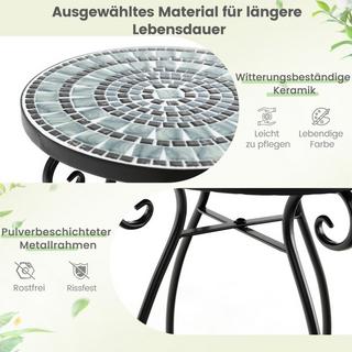 Northio Table d'appoint ronde en mosaïque en métal et céramique ∅30 x 50 cm pour balcon, terrasse, jardin  