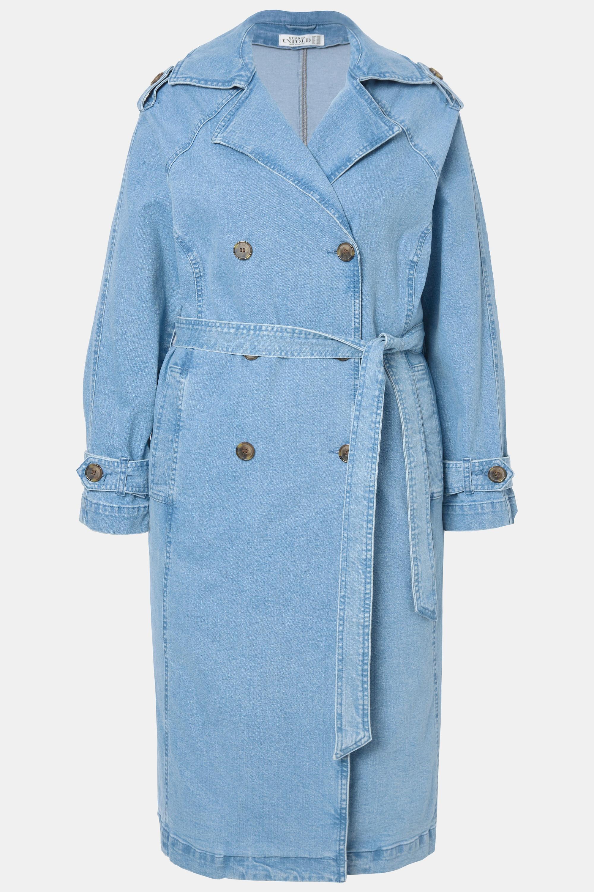 Studio Untold Jeans Trenchcoat A-Linie Revers Bindegürtel  