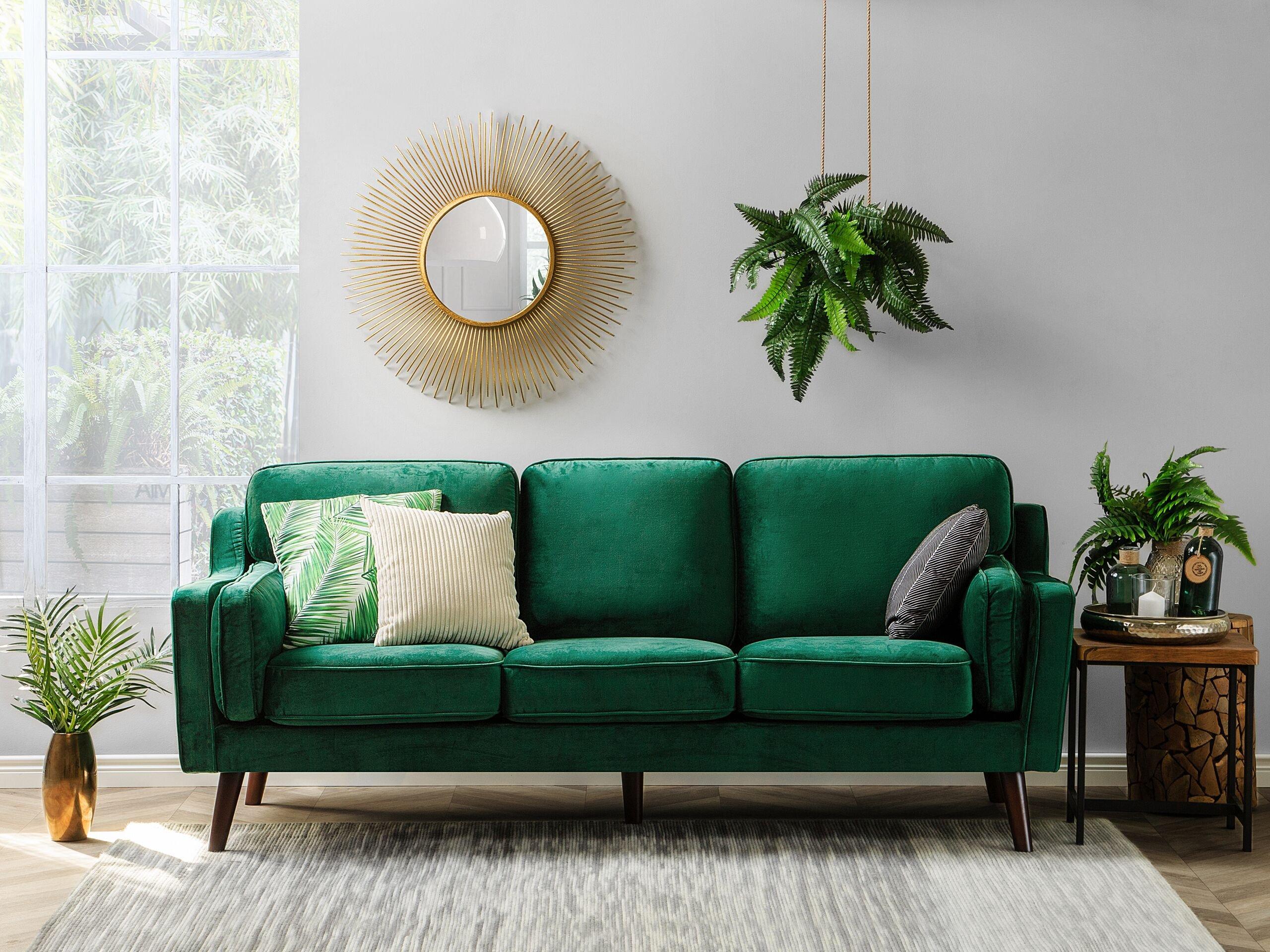 Beliani 3 Sitzer Sofa aus Samtstoff Glamourös LOKKA  