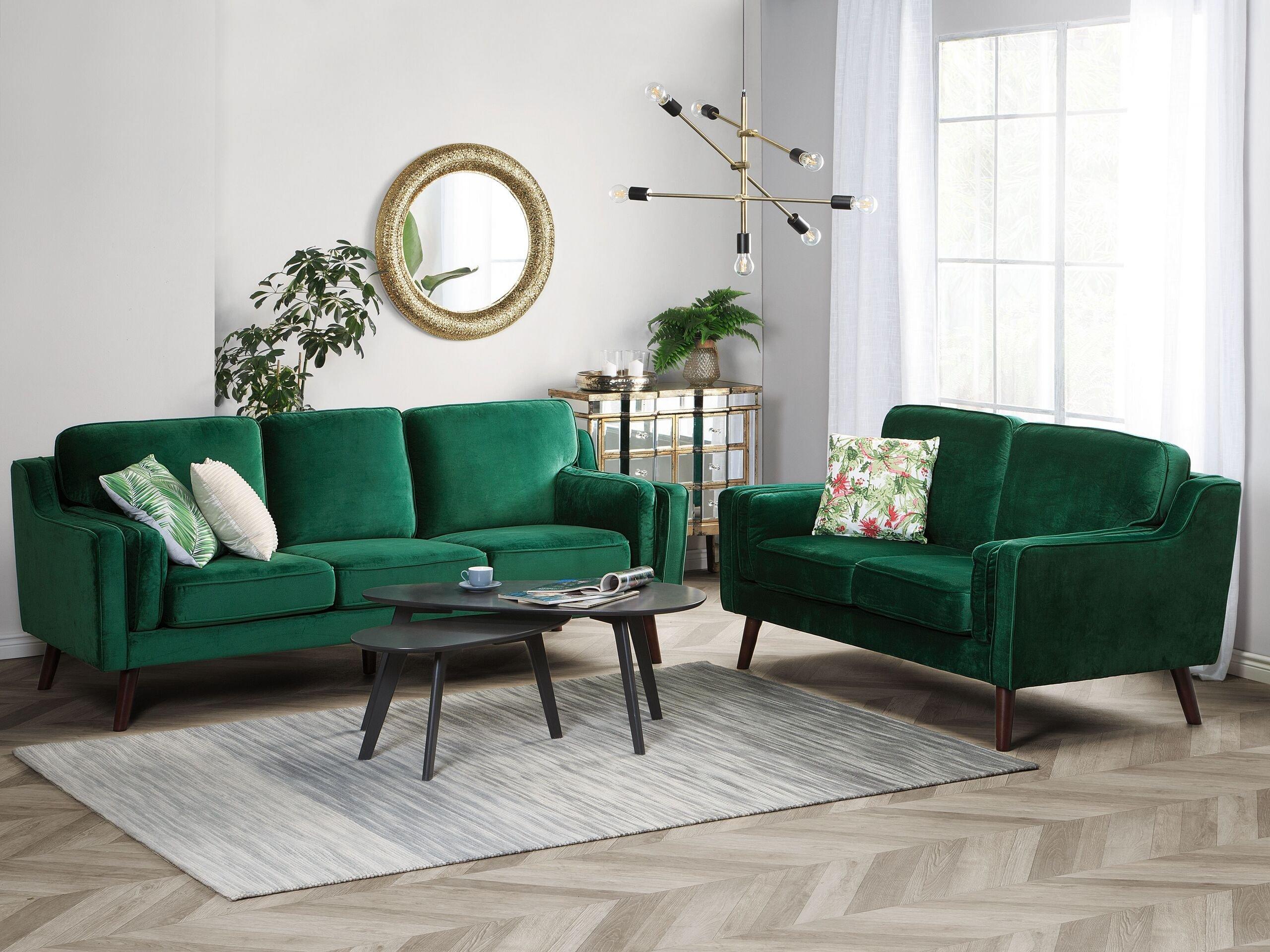 Beliani 3 Sitzer Sofa aus Samtstoff Glamourös LOKKA  