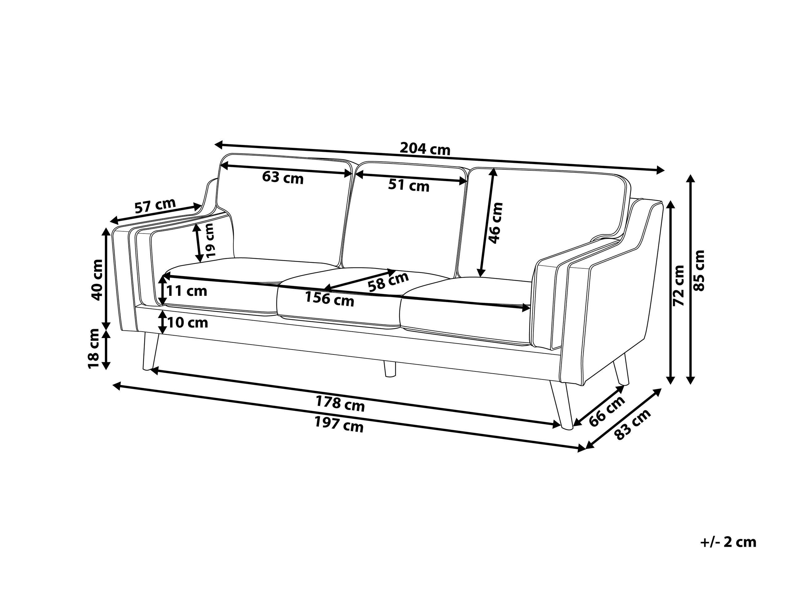 Beliani 3 Sitzer Sofa aus Samtstoff Glamourös LOKKA  