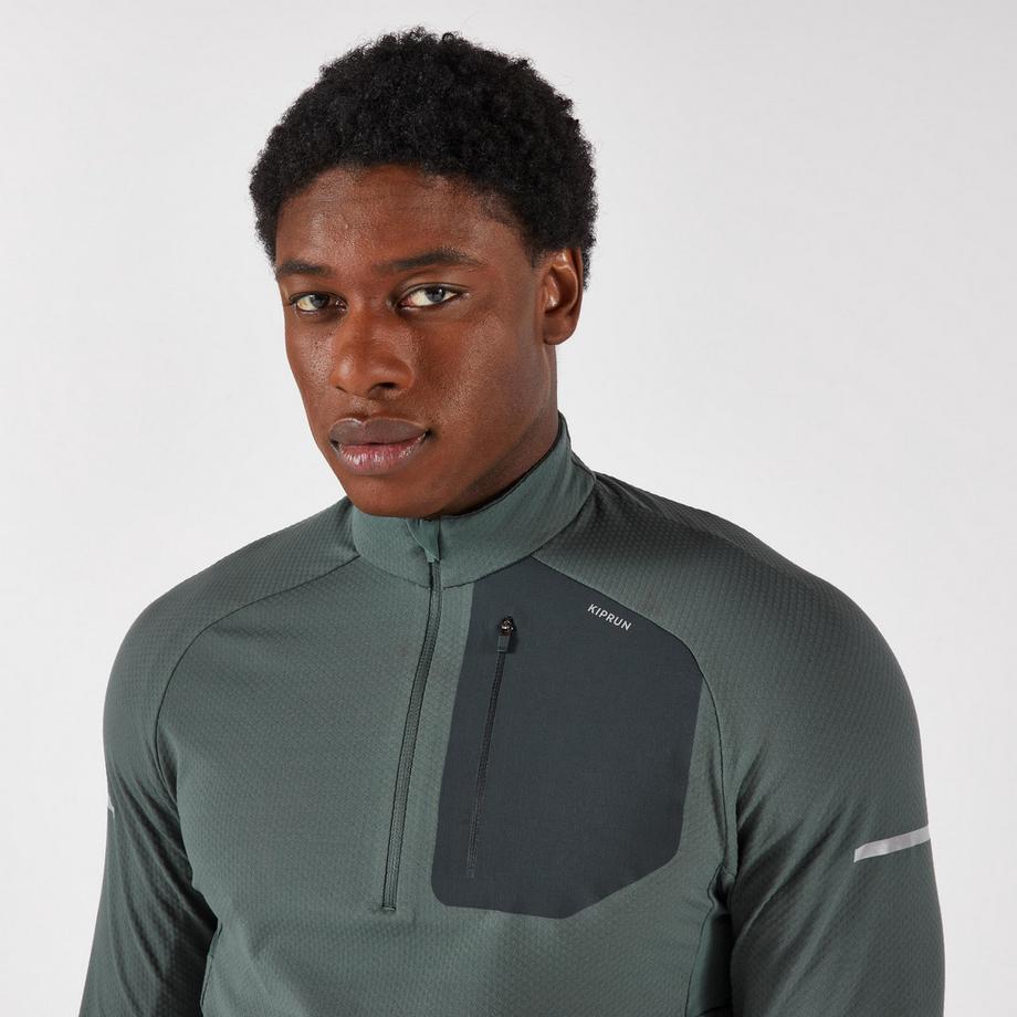KIPRUN  Maglia running uomo maniche lunghe con zip sintetico 